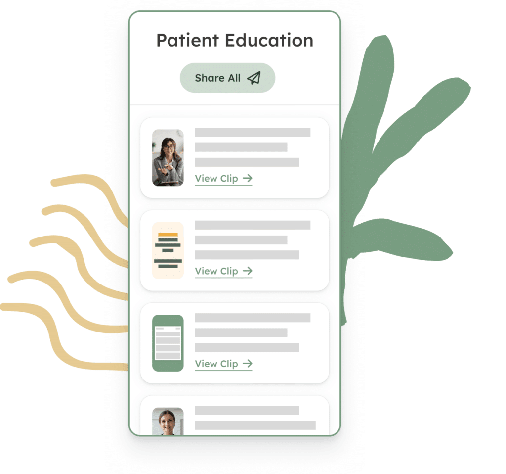 Screenshot of mobile app, playlist of patient eduction resources.