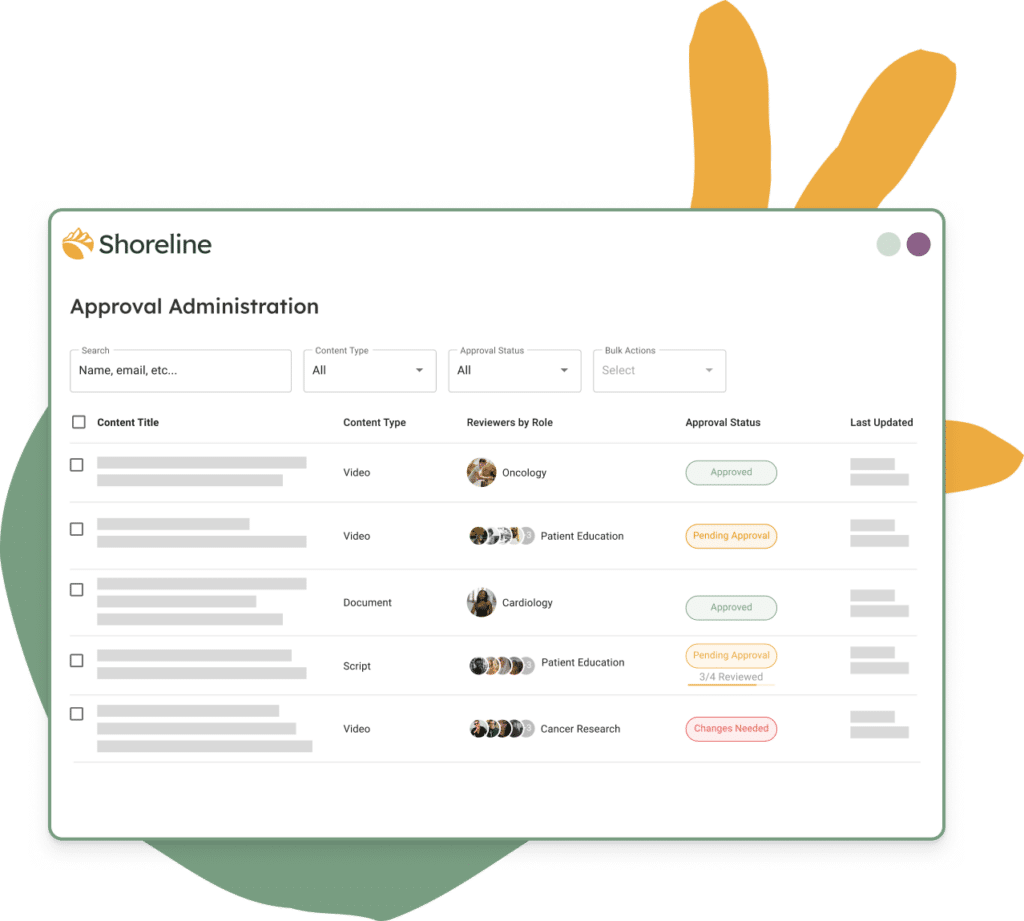 Screenshot of Shoreline app, desktop view of approval workflow screen